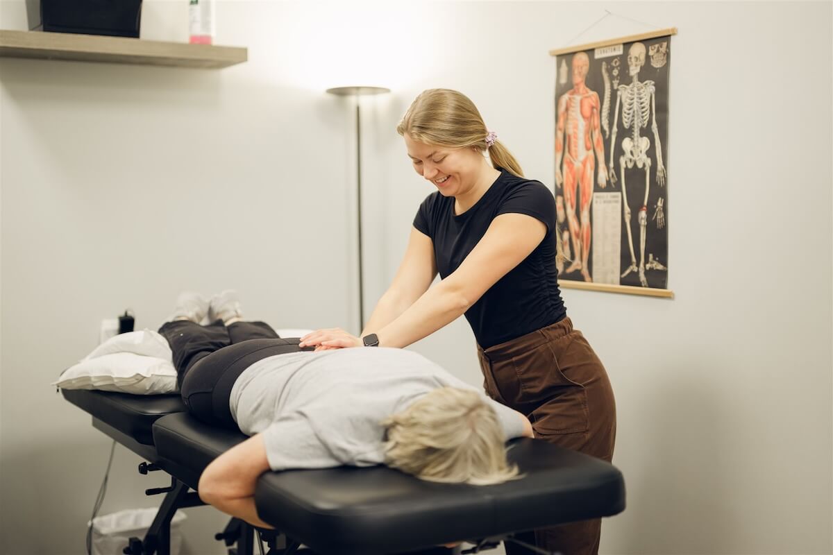 Back pain treatment on a table at our Osoyoos clinic
